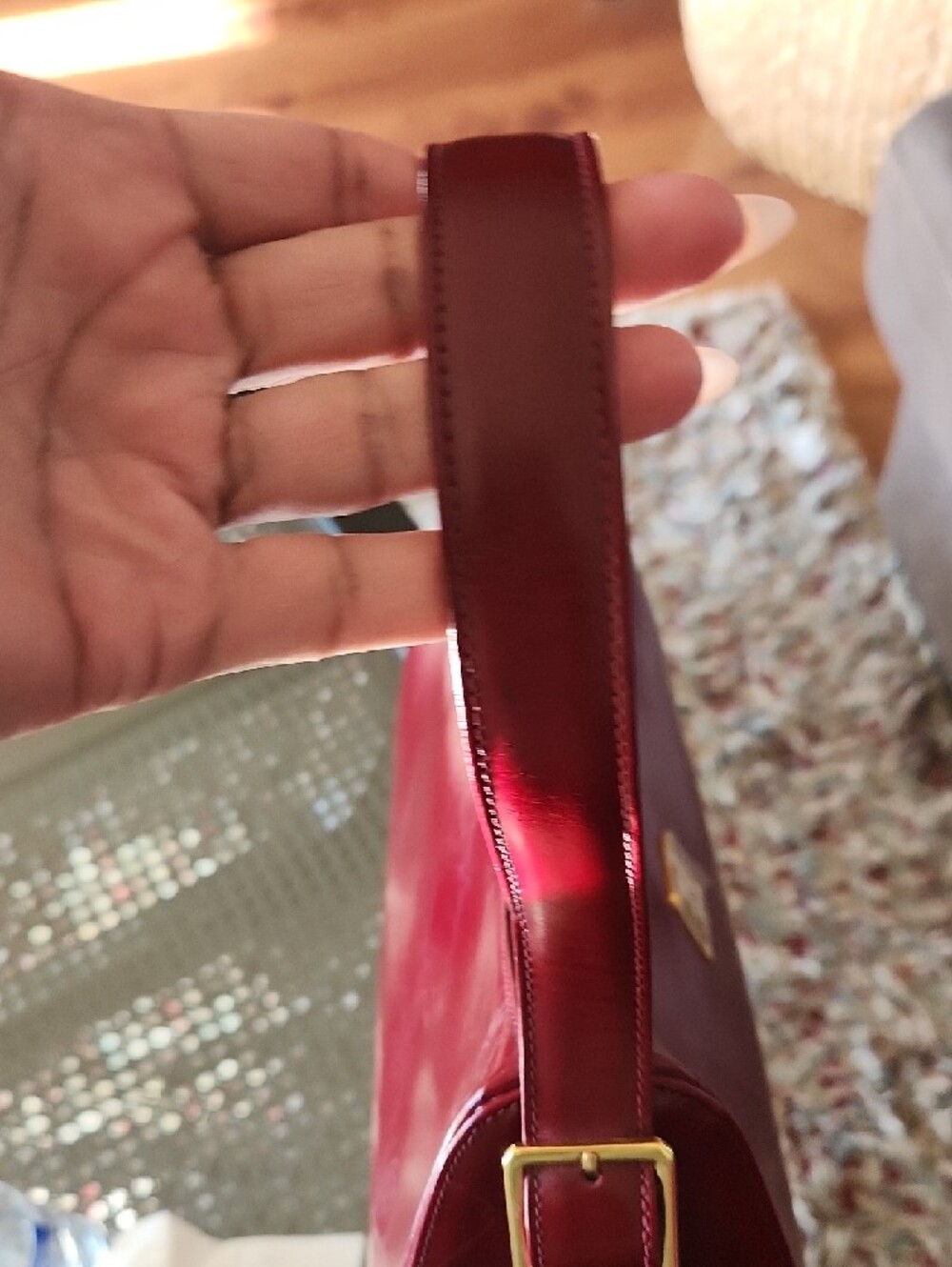 MCM Rare Red Shoulder Bag with Gold Accent - Picture 7 of 9
